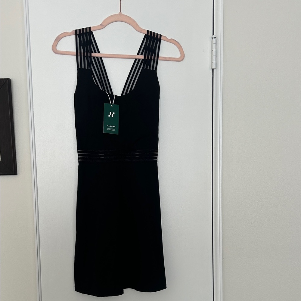 NWT HALARA Black Strappy Mini Dress